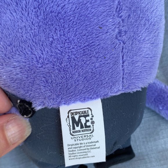 UNIVERSAL STUDIOS DESPICABLE Me ONE 1 Eye Purple MINION PLUSH Crazy Hair - Picture 4 of 12